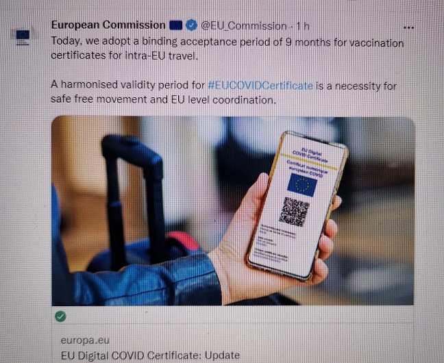 europska komisija objava odluka o covid potvrdama