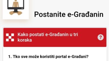 Screenshot naslovnice portala E-građani