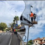 Postavljanje kamere za nadzor brzine u Funtani - Foto Tanja Kocijančić