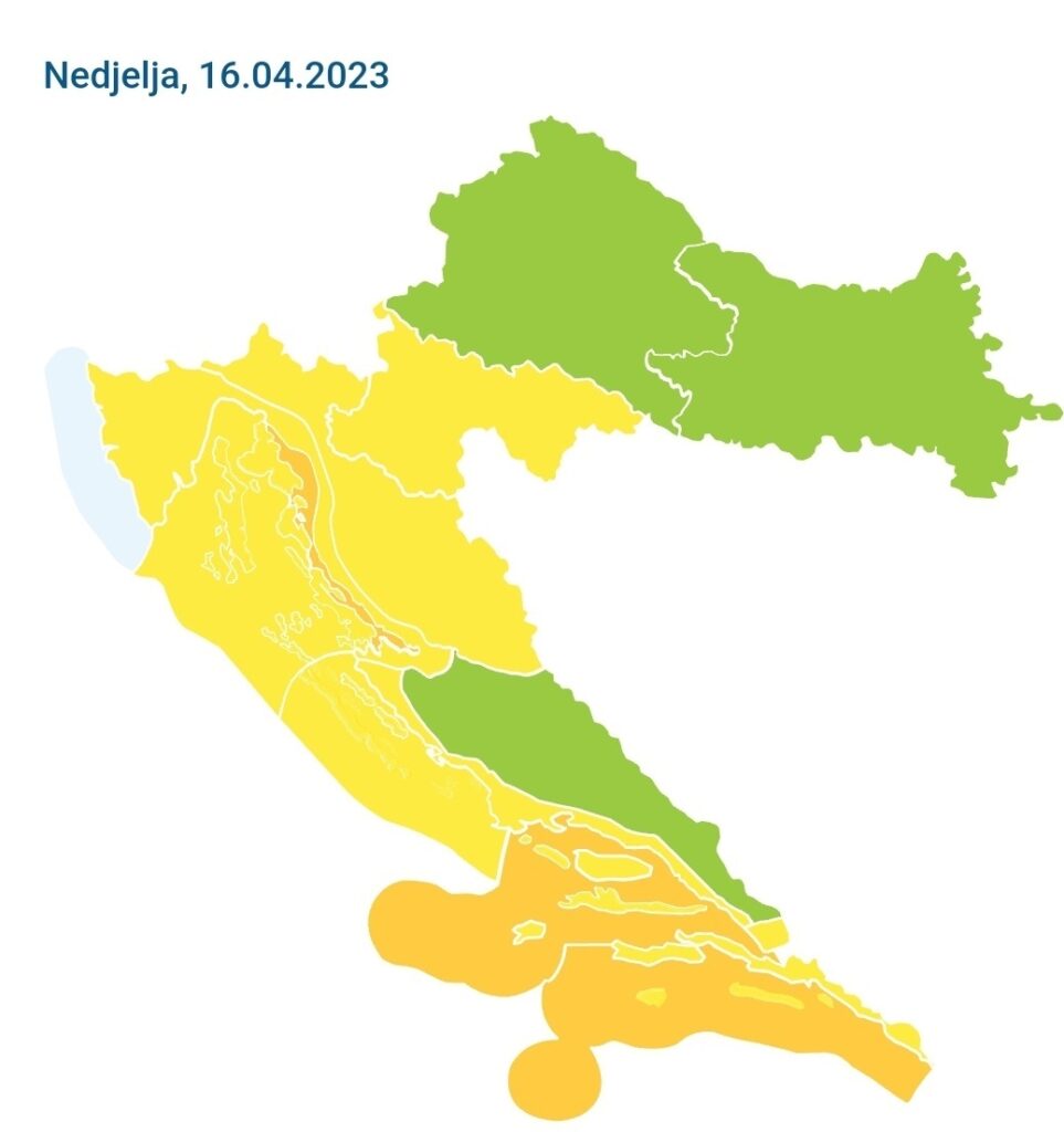 Izvor: DHMZ meteo prognoza larm za 16-4-2023