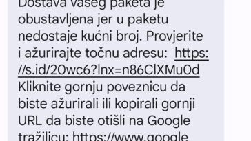 Screenshot - Poruka na mobitelu s hrvatskog broja