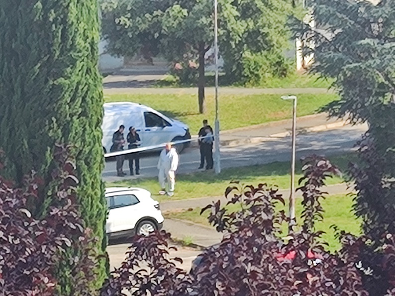 Foto Tanja Kocijančić - Očevid u Creskoj ulici u Poreču nakon požara vozila na parkiralištu