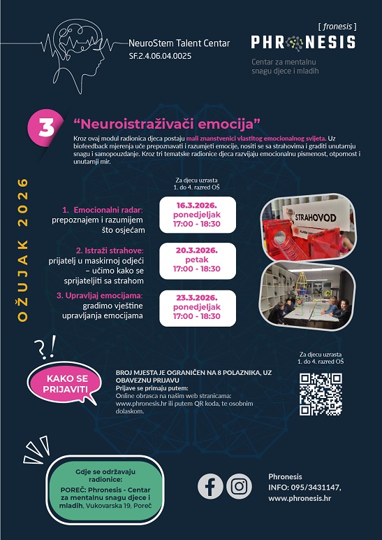 Otvorene prijave za projekt NeuroSTEM Talent Centar – fokus na učenju, koncentraciji i emocionalnoj snazi djece i mladih - Foto Phronesis Poreč