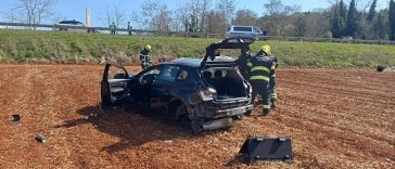 prometna nesreća šišanska cesta prevrnuo se na krvo mlai vozač pula