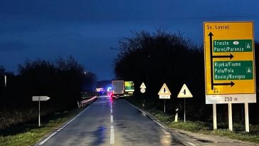 Nesreća na ulazu u Krunčiće na cesti prema Lovreču - Foto Istra Terra Magica