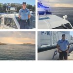 Policijsko plovilo pomorske policije tijekom akcije spašavanja dvoje mađarskih turista kod otočića Fenoliga u akvatoriju rta Kamenjak.